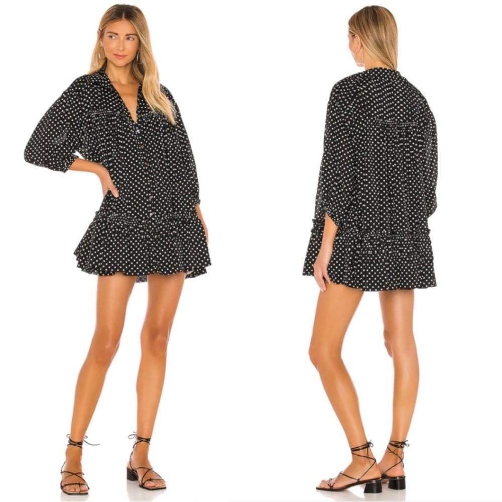 Free People Revolve Full Swing Tunic Babydoll Mini Dress Size XS In Black